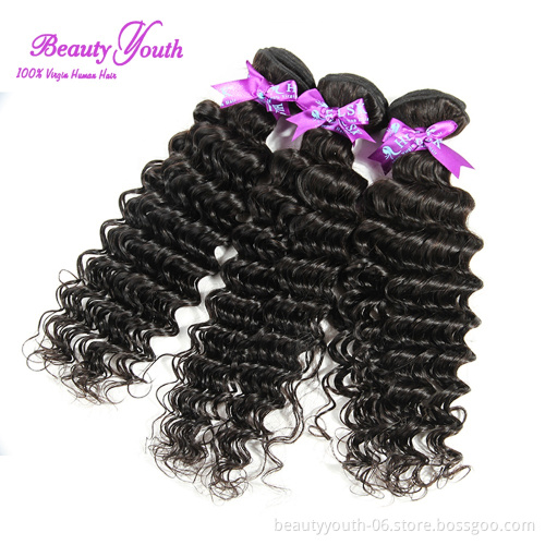 Beauty Youth 10A Brazilian Virgin Hair Bundles Weave 100 percent Unprocessed Human Hair Wavy Extensions Weft